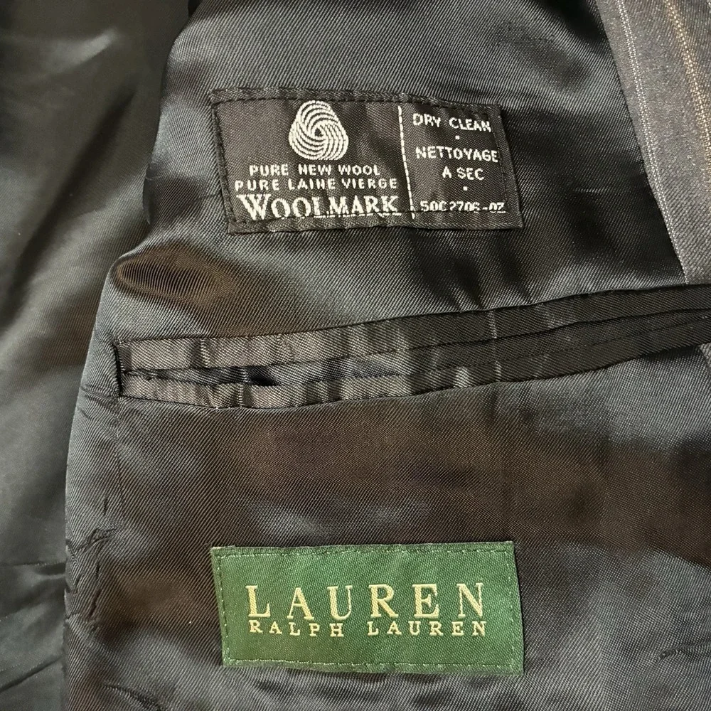 Lauren Polo Ralph Lauren 46S Gray Pinstripe 100% Wool Blazer Sport Coat Jacket